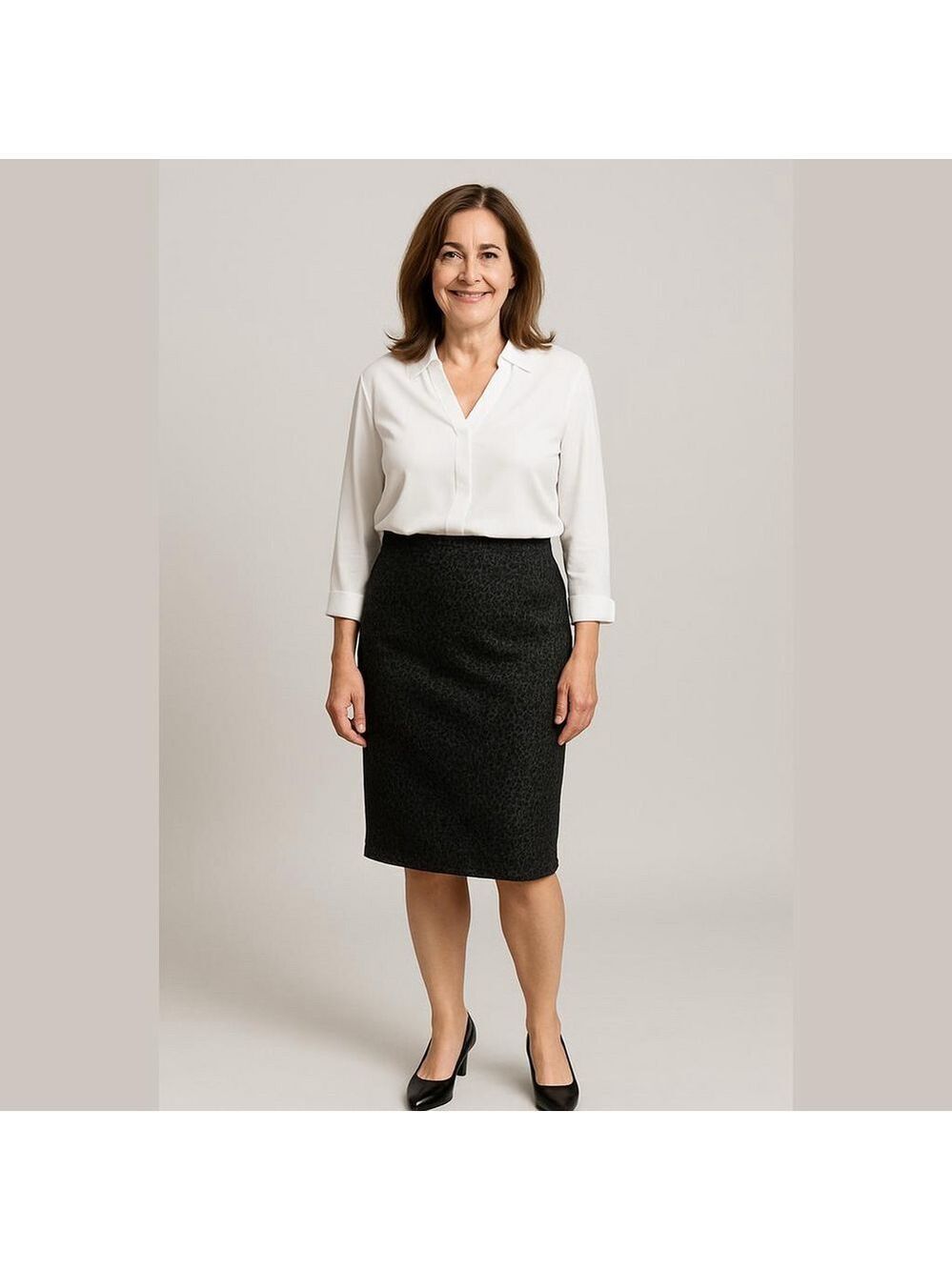 Spense Medium Black Grey Patterned Skirt